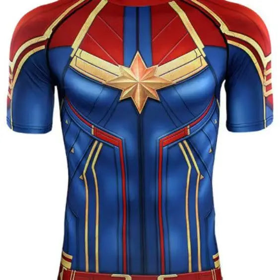 Captain Marvel Compression Shirt - Gold Star