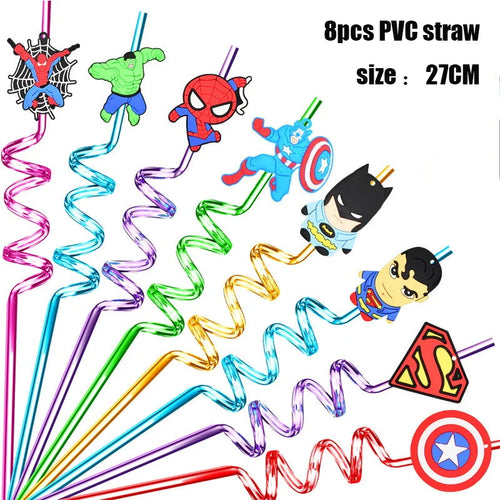 Decorațiuni pentru aniversare Avengers - Paie din PVC x8