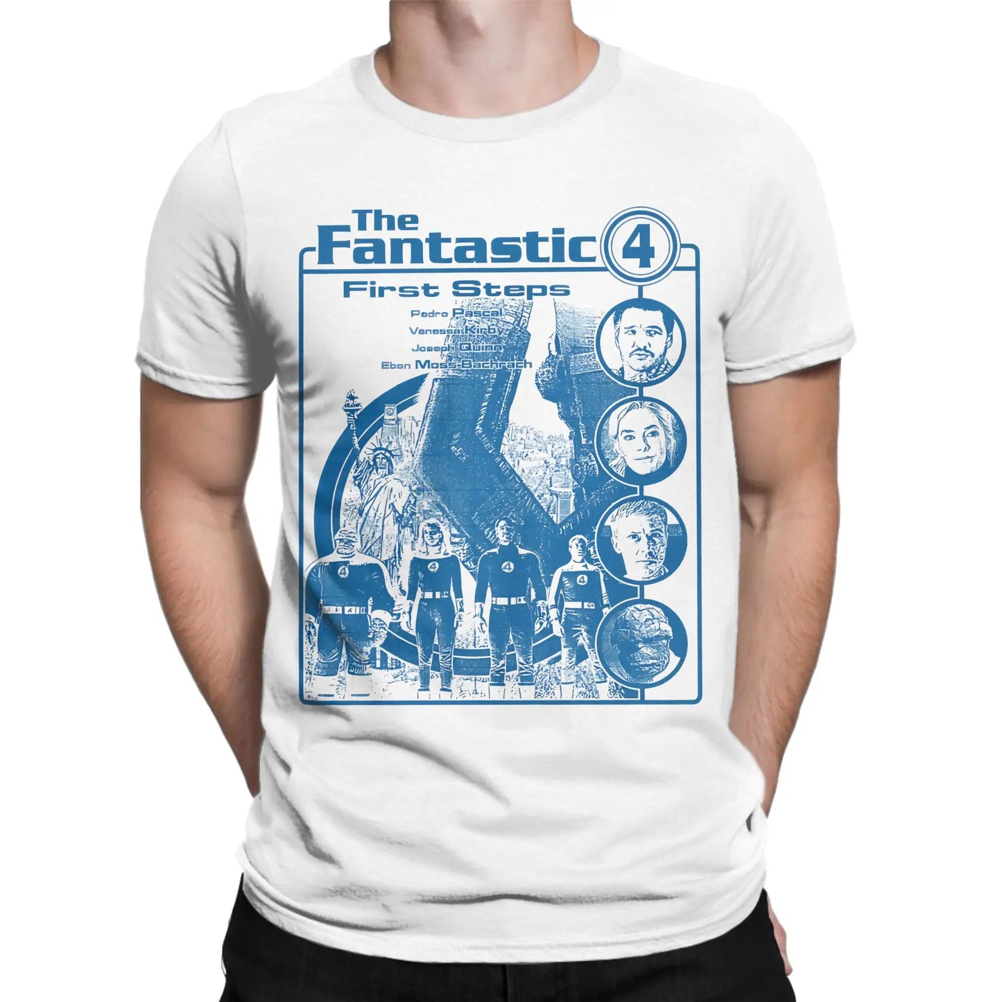 T-shirt The Fantastic 4 First Steps – poster rétro bleu unisexe