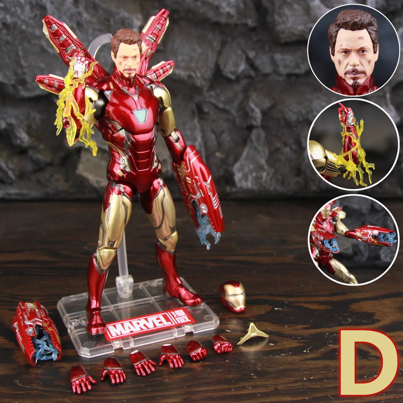 ZD Toys Iron Man MK85 2.0 LED-figur – avtäckt ansikte, variant D