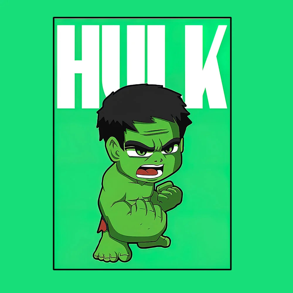 Poster Avengers Hulk - Stil chibi, fundal verde