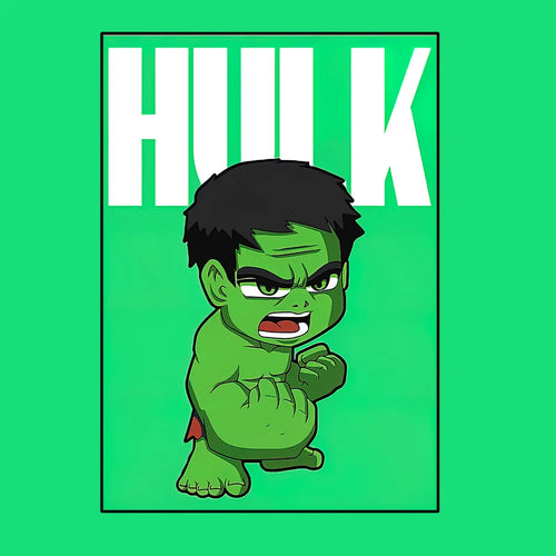 Poster Avengers Hulk - Stil chibi, fundal verde