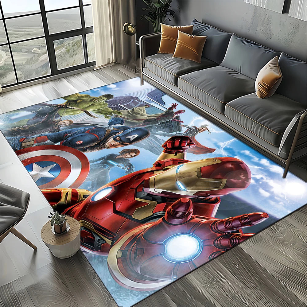 Covoraș Avengers 3D - Design cu logo Marvel negru și roșu