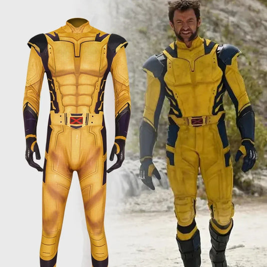 Wolverine Costume - Yellow and Navy Suit with X Belt