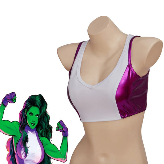 Sportovní podprsenka She-Hulk - bílo-fialový crop top