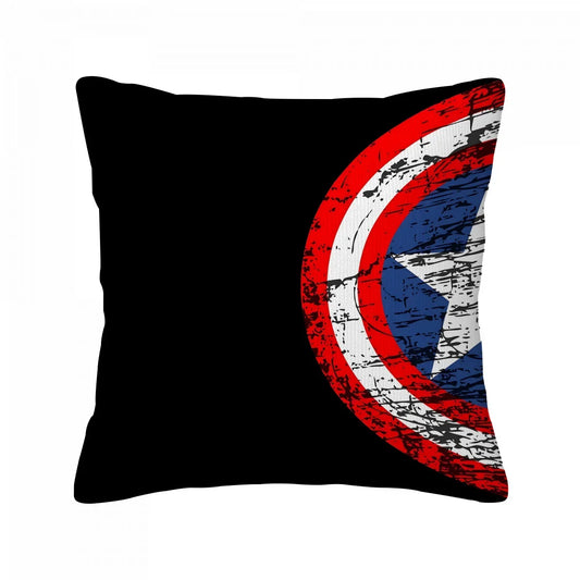 Povlak na polštář Captain America – štít s grunge efektem na černém pozadí