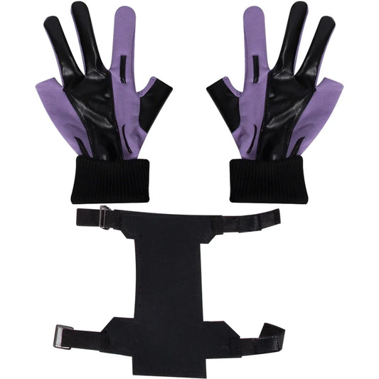 Mănuși și brățară Kate Bishop - piele violet și neagră