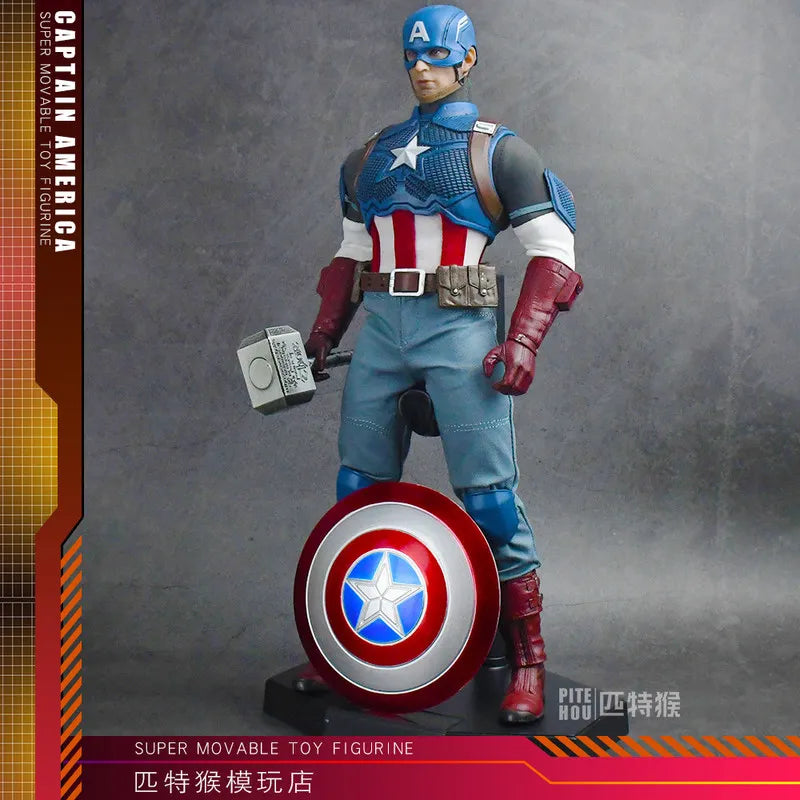 Avengers Captain America-figur - leddelt med stoftøj og hammer