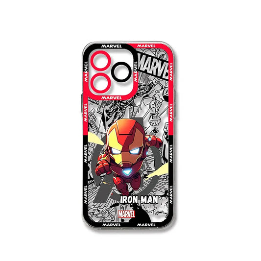 Capa para Oppo Iron Man - Chibi Marvel com Fundo de Banda Desenhada Vermelho