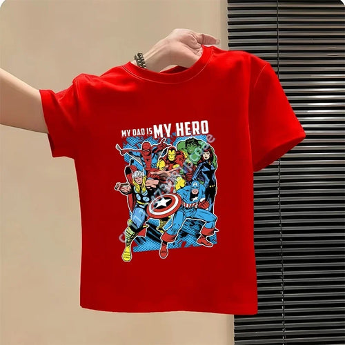 Kids' Avengers My Dad Is My Hero T-Shirt - Red