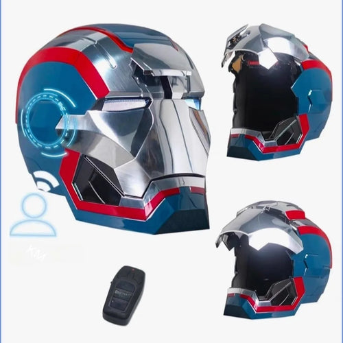 War Machine Helmet - Chrome Silver, Blue, and Red