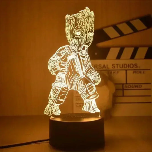 Candeeiro LED Avengers Groot – Com capuz, 3D, 18cm