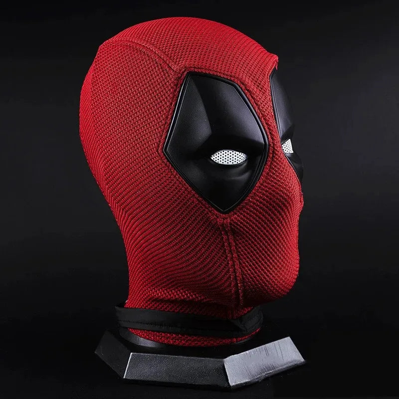 Deadpool-cosplaymask med huva – heltäckande i rött och svart tyg