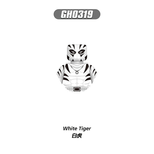 Building Blocks White Tiger figura – fekete-fehér csíkos maszkkal