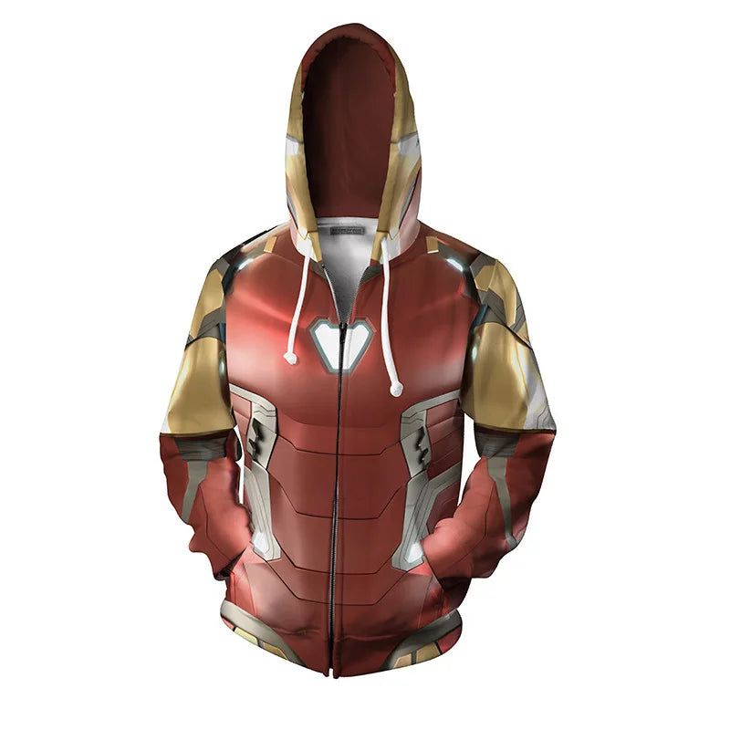 Mikina s kapucí Iron Man – 3D potisk červeno-zlatého brnění