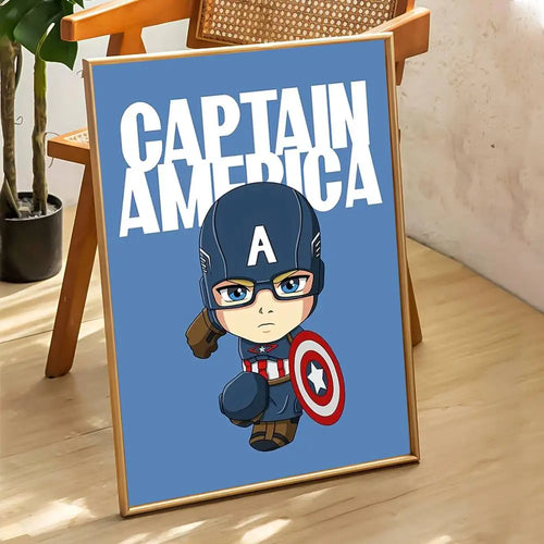 Chibi Amerika Kapitány-poszter – kék háttér