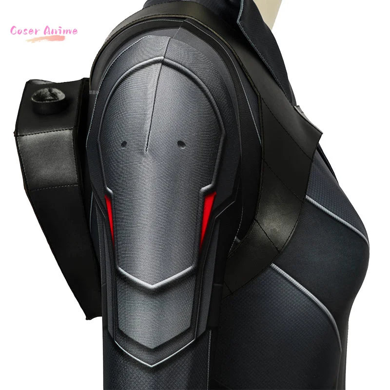 Fato de cosplay da Viúva Negra do filme - Macacão preto com cinto dourado para adulto