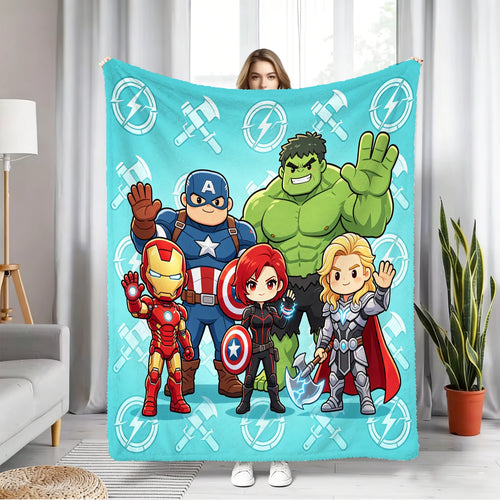 Flísová deka Avengers Chibi – tyrkysový tým