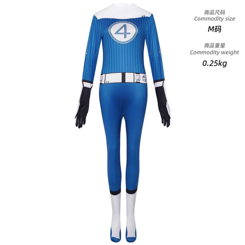 Kostým Fantastic Four Susan Storm – modrá kombinéza s logem 4