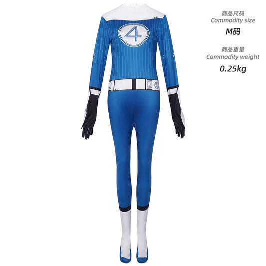 Fantastic Four Susan Storm-kostume – Blå dragt med 4-logo