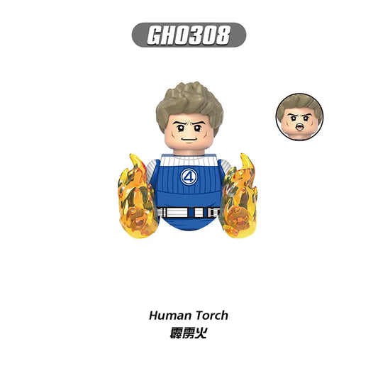 Human Torch-figur – Fantastic Four med flammer