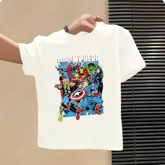 Avengers T-shirt för barn – My Dad Is My Hero, vit