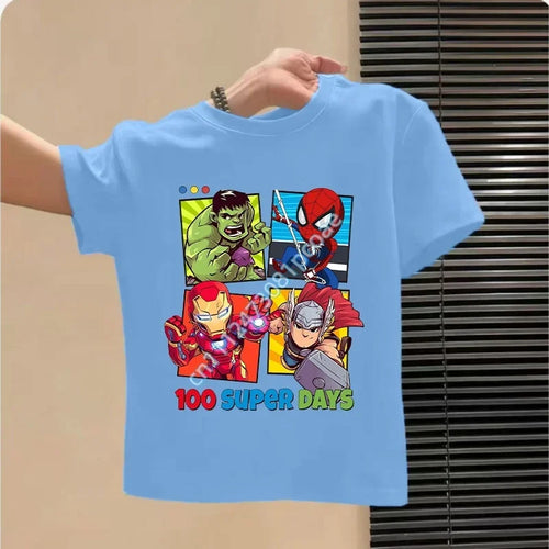 Dětské tričko Avengers 100 Super Days – nebesky modré