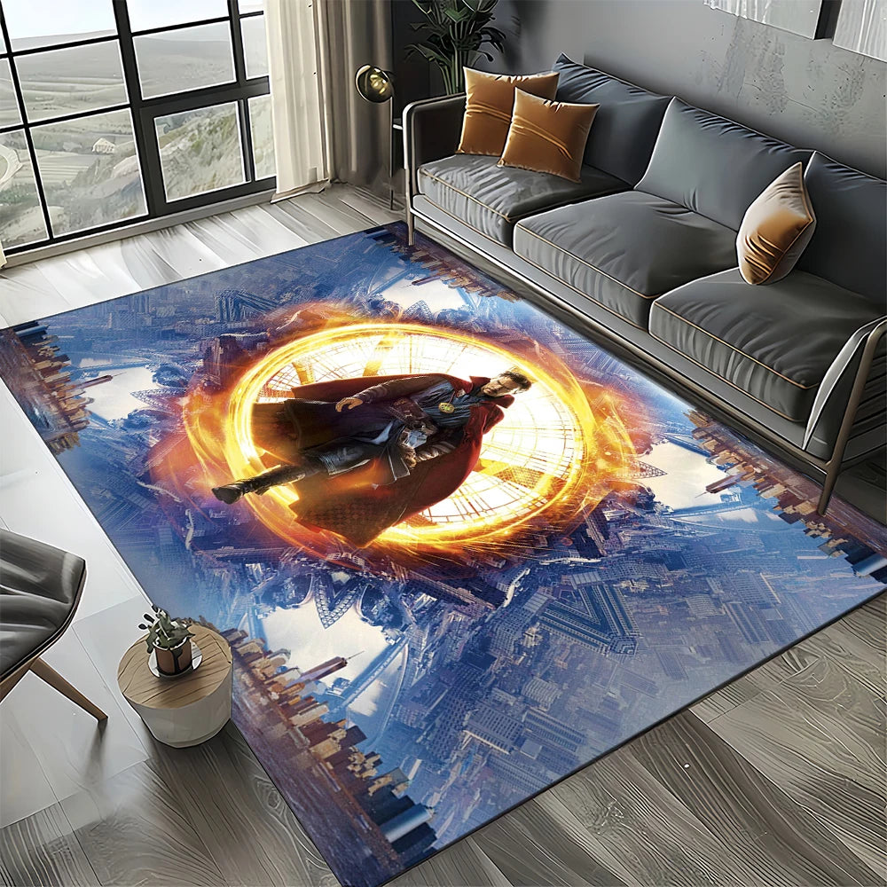 Covoraș Avengers 3D – design portal auriu-albastru