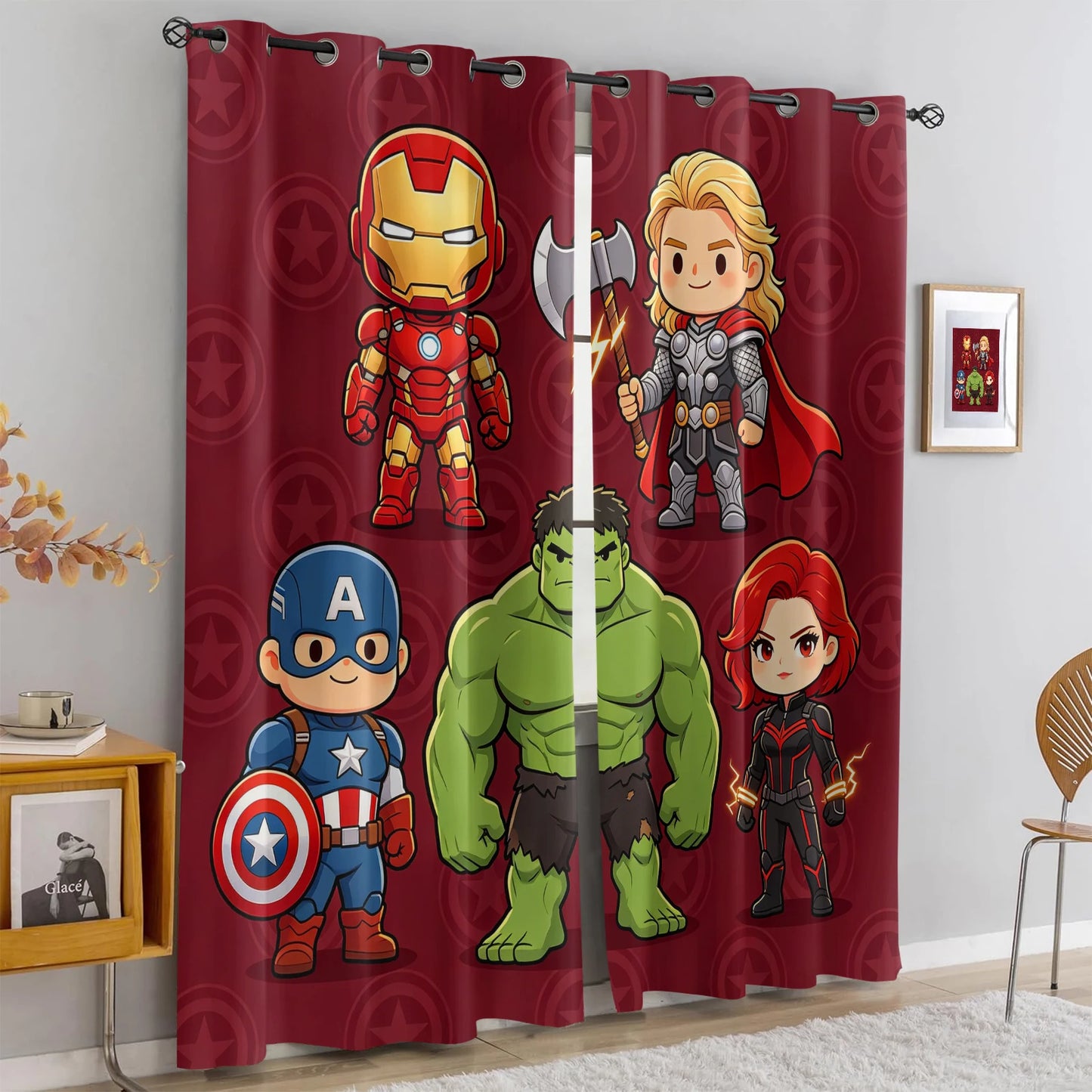Avengers Chibi függöny – Bordó fényzáró