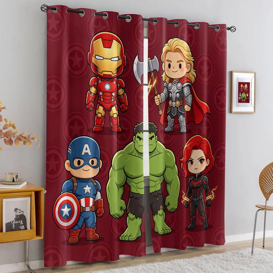 Zatemňovací závěsy Avengers Chibi – vínové