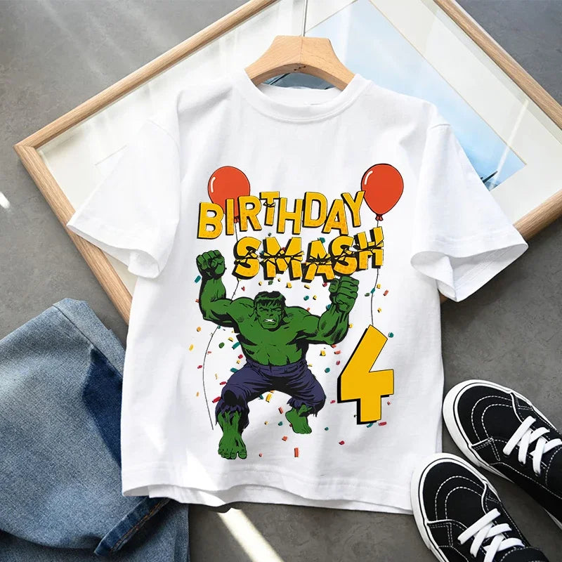 Hulk-födelsedags-T-shirt – Smash med siffra för barn