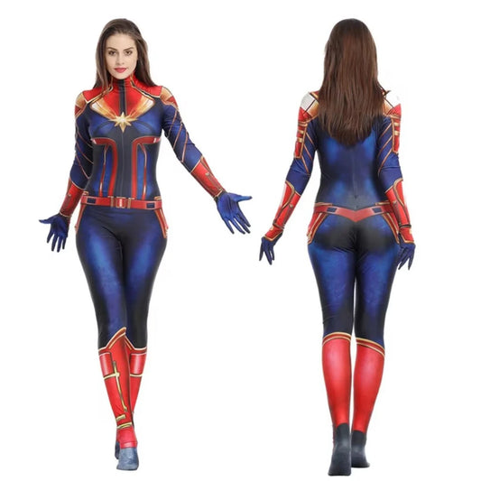 Kostým Captain Marvel - modro-červeno-zlatý overal