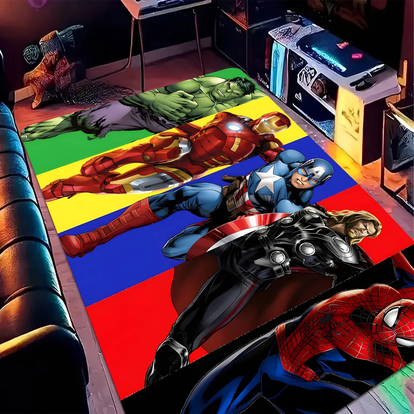 Avengers-måtte med heltegruppe – farvede striber
