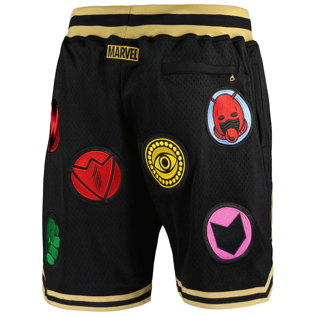 Avengers-shorts för basket, 60-årsjubileum – svart och guld med flera logotyper