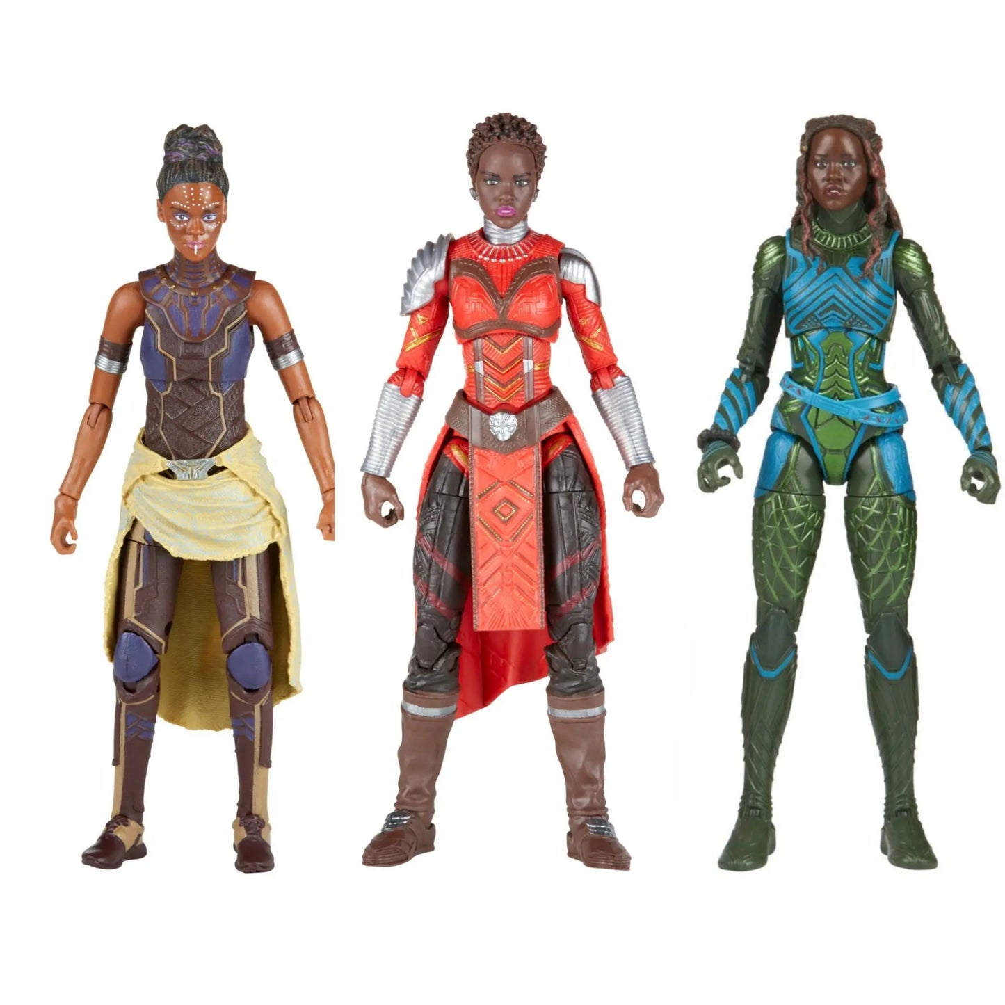 Bosszúállók Okoye-figura – vörös és ezüstszínű Dora Milaje-páncél