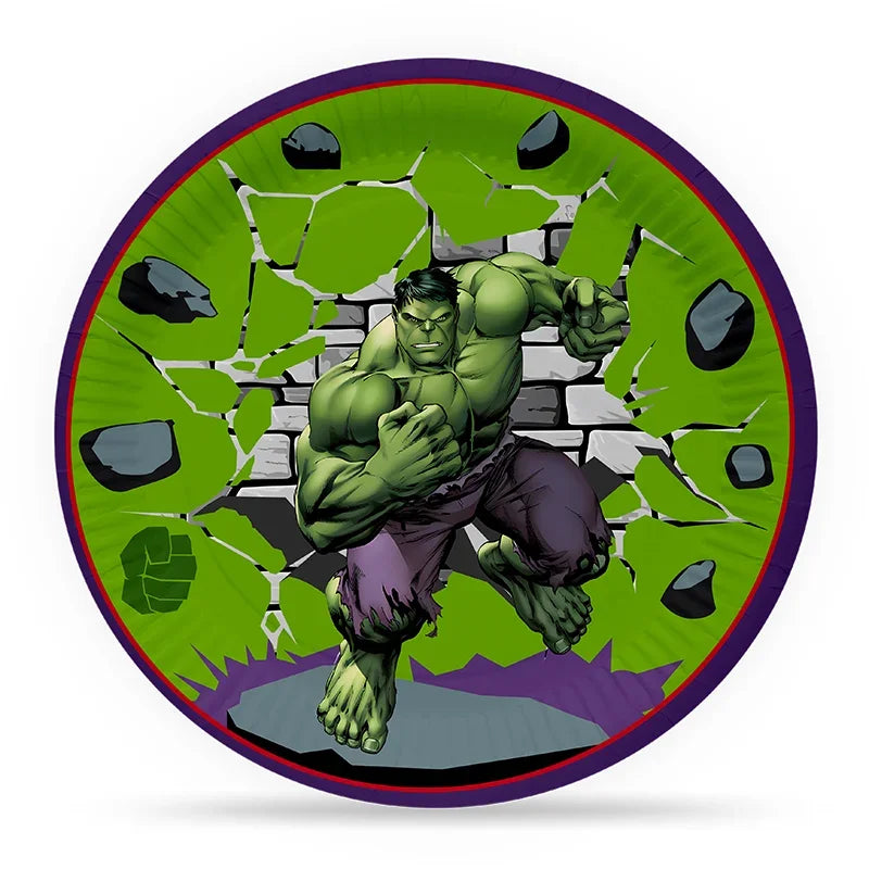 Set pentru aniversare Hulk - Farfurii, pahare, tacâmuri și decorațiuni