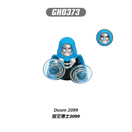 Building Blocks Doom 2099 figura – kék csuklyával és energiapajzzsal