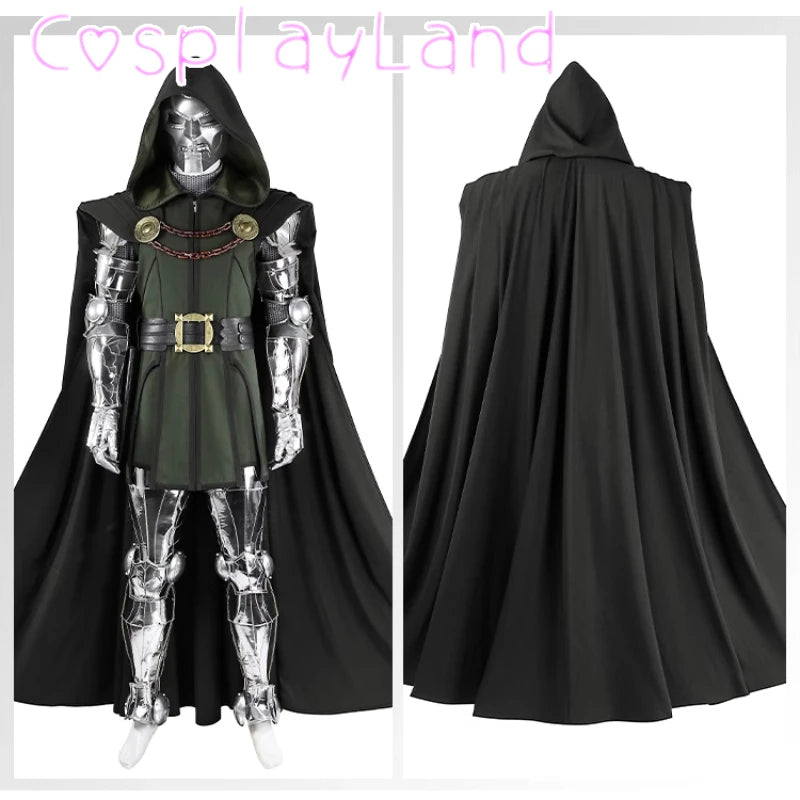 Kostým Doctor Doom - stříbrný overal s brněním a černým pláštěm