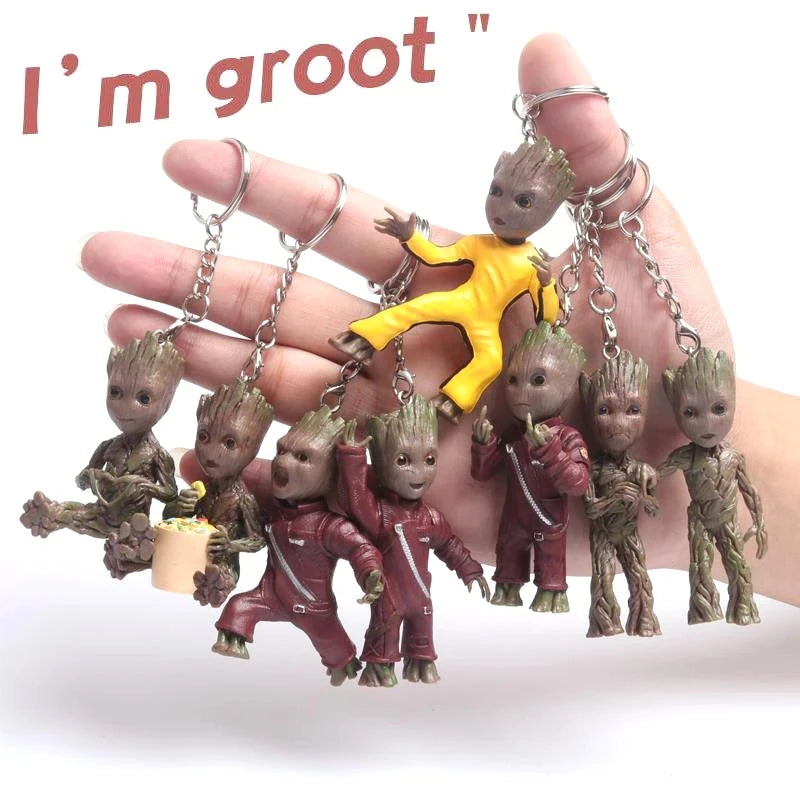 Breloc Baby Groot, figurină 3D - Colecție cu diverse costume