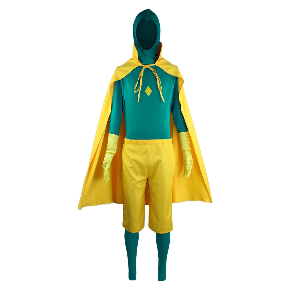 Vision Costume - Turquoise and Yellow Suit with Cape