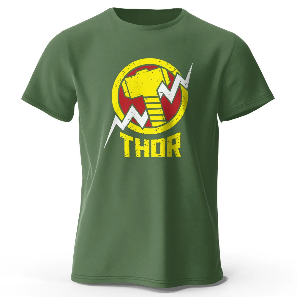 Thor-póló – vintage villámos kalapácslogó, fekete