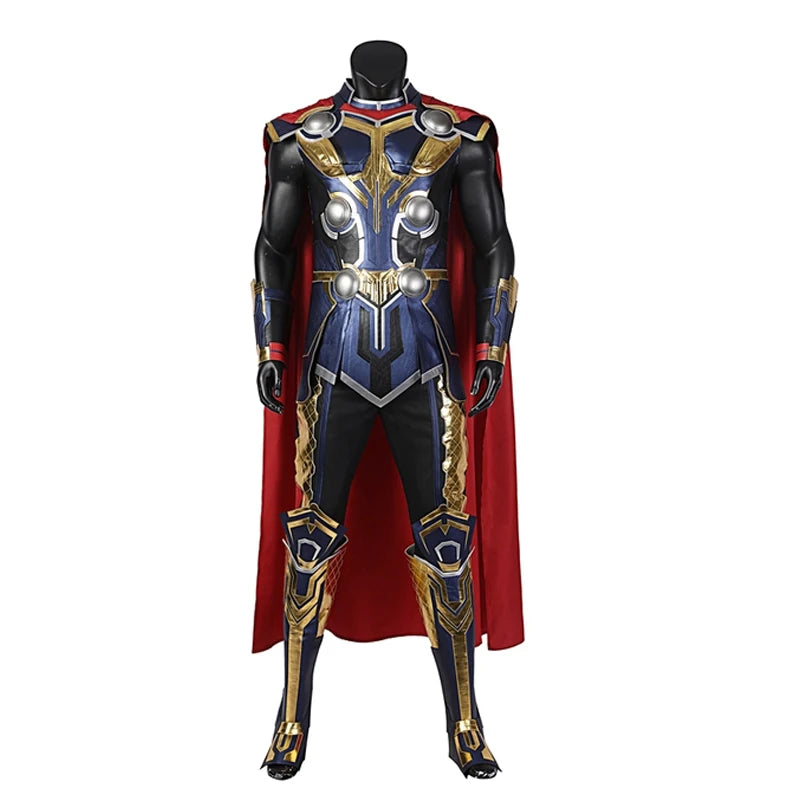 Costum de cosplay Thor Love and Thunder – combinezon Odinson cu pelerină roșie și armură