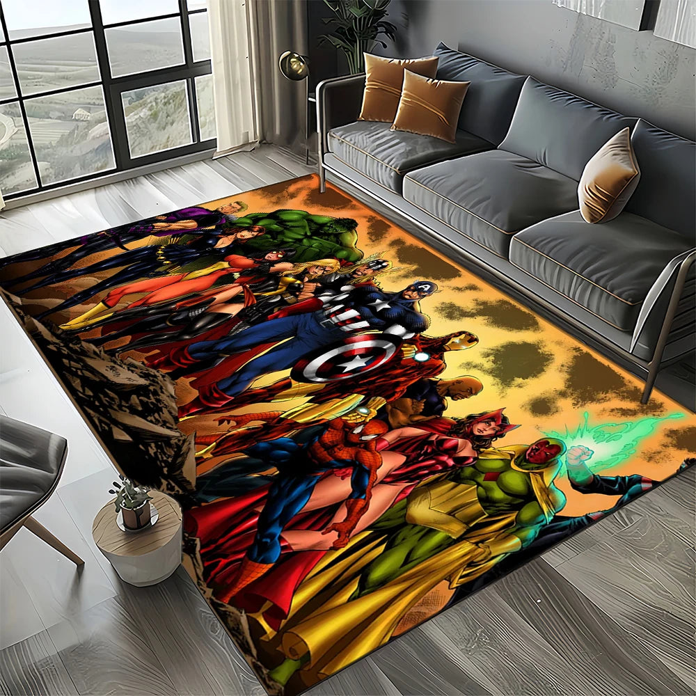 3D Avengers Rug - Red and Orange Explosion Design