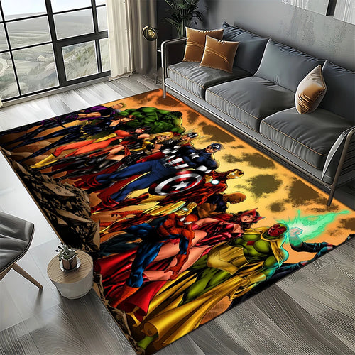 3D Avengers Rug - Red and Orange Explosion Design