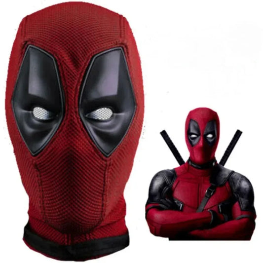 Deadpool-cosplaymaske med hætte – heldækkende maske i rødt og sort stof
