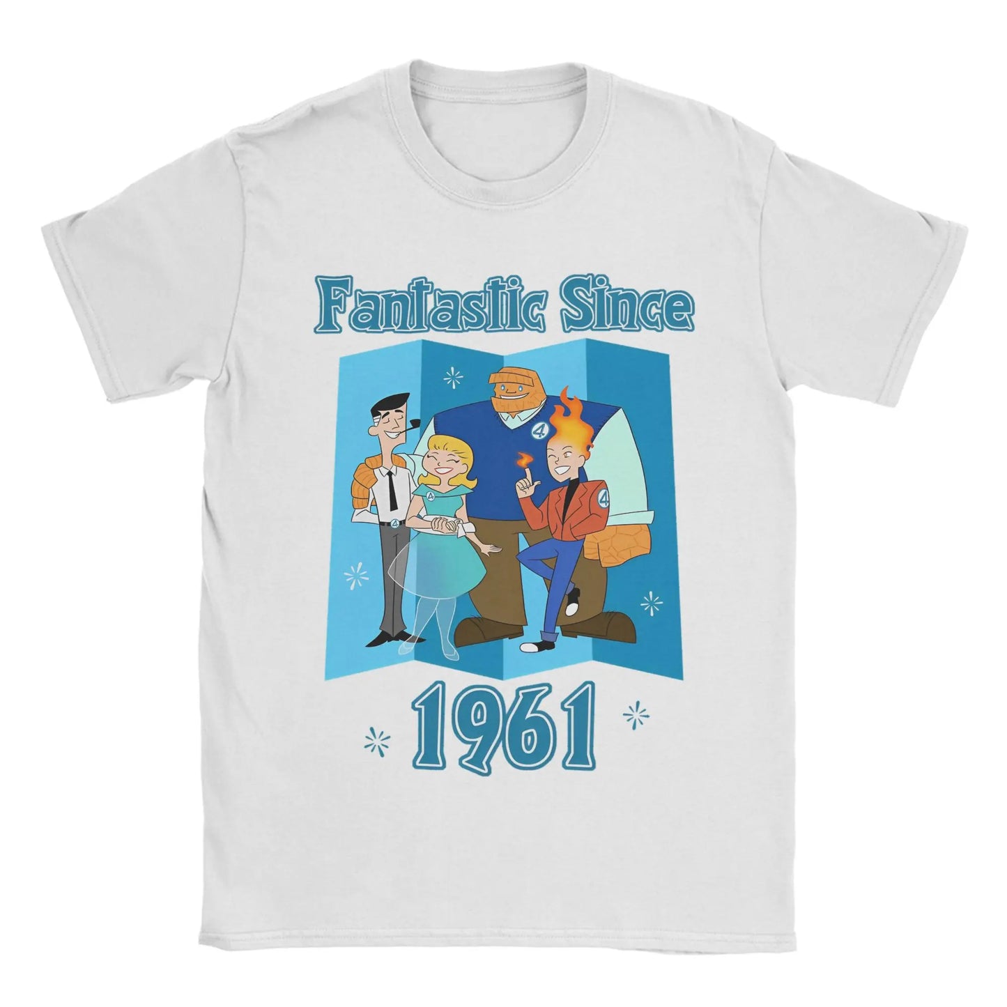 T-shirt The Fantastic 4 First Steps – poster rétro bleu unisexe