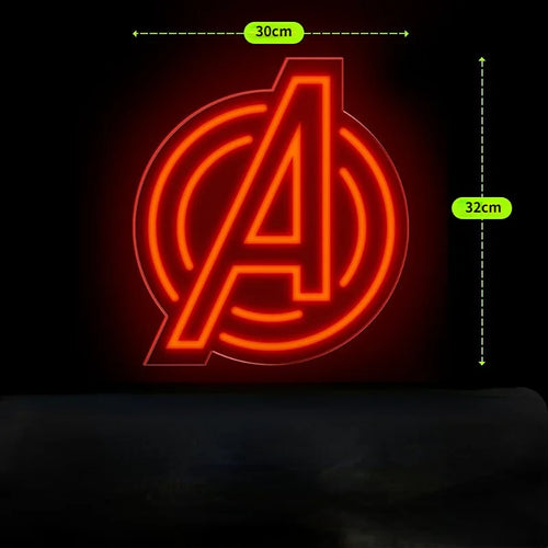 Avengers LED-neon – piros A logó