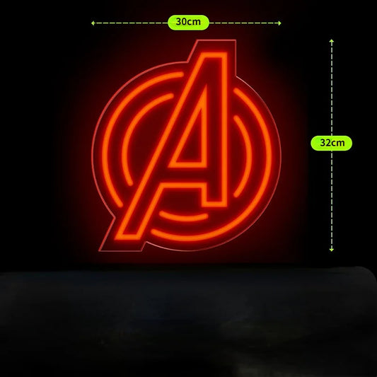 Neon LED Avengers - Logo A roșu