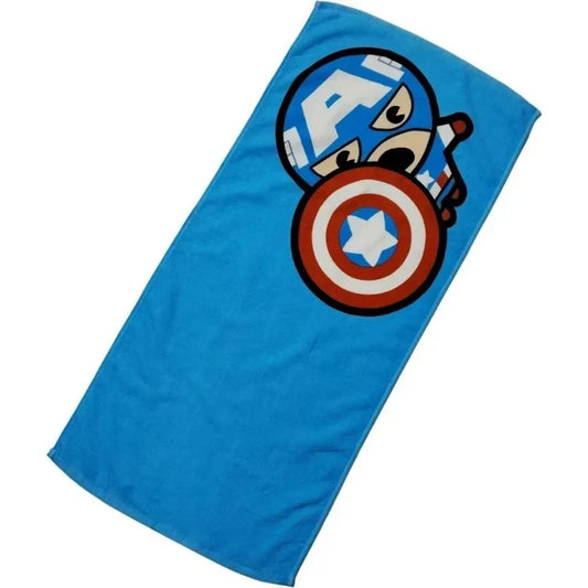 Avengers Captain America-børnehåndklæde – blåt tegneserieansigt