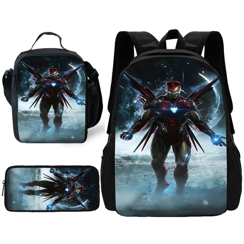Avengers Iron Man School Bag Set - Spread Wings on Snowy Background